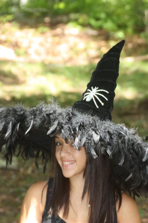 Get the Perfect Halloween Look with a Feathered Witch Hat from Etsy